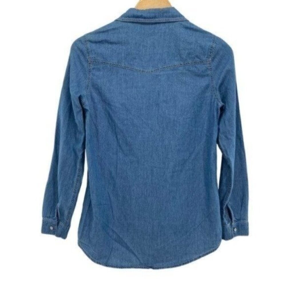 Lumiere Denim Embroidered Pearl Snap Shirt Western Cowgirl - Picture 2 of 11